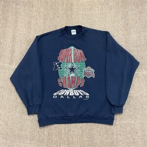 vintage dallas Cowboys super bowl‎ champions sweatshirt mens large Blue 1992 NFL